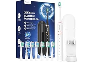 ‎YTEATH PRO Electric Toothbrush Sonic Toothbrush for Adults and Children - Electric Toothbrush with 8 Brush Heads and 5 Modes. 90 Days Battery Life, 2 Minutes Smart Timer, Travel Case