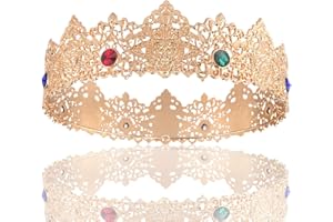 LEEMASING King Men Tiara Krone Imperial Mittelalter Stirnband Kristall Festzug für Hochzeit Halloween Messe Kostüm Geburtstag