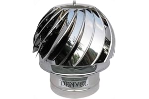 DENVEL Camino Girevole Cappuccio Acciaio Inox, Rotante Cappello, Top, Canna Fumaria Cappello (Misura Da 4''/100mm to12 ''/ 300mm) - 10’’ / 250 mm