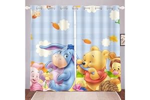 HNSRYLQX The Pooh Bear Verdunklungsgardine Ösen Für Schlafzimmer, Kinder Vorhänge, 100% Polyeste Vorhang Kinderzimmer Junge (9,150x 166 cm)