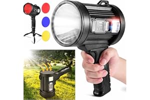 UTRY Super Bright Led Rechargeable Torch, 100000 Lumens Super Bright Spotlight, Long Range Searchlight, Solar Powered Rechargeable Torch, Suitable for Outdoor Emergency, Camping, Fishing, Hunting