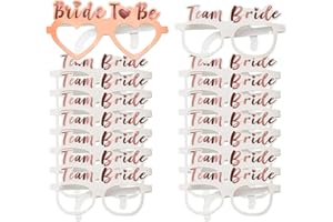Shining She 16 Pack Hen Party Glasses, 15 White Team Bride Glasses 1 Rose Gold Bride to Be Glass, for Hen Do Party Rose Gold Accessories Favor Bridal Shower Bachelorette Party Supplies