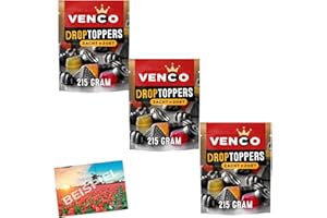 Set da 3 x 215 g Venco Droptoppers Zacht&Zoet miscela di liquirizia dolce e morbida dai Paesi Bassi | caramelle olandesi | gomma da vino | Mix liquirizia fruttata e dolce | Holland-Box by Vriens
