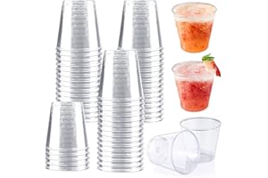 GAROMIA 50 Verres à Shot en Plastique, 5cl/50ml Shooter Plastique Gobelet Plastique Réutilisables Verres à Liqueur Transparent Verrines Plastique pour Anniversaires Barbecue Mariages Fêtes