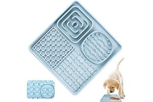 Hugwait Tapis à lécher bleu pour chiens et chats, alimentation lente, soulagement de l'anxiété, silicone sans BPA, 38 ventouses
