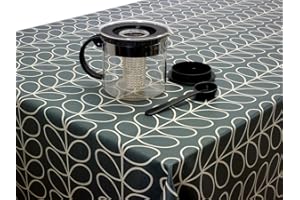 JOLEE TABLECLOTHS Orla Kiely Wipe Clean Oilcloth Table Cloth | Designer Pattern Wipeable Table Cloth Rectangle, Round & Square | Great as an Outdoor Table Cover Or Indoor Kitchen Table Protector