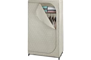 ‎WENKO WENKO Kleiderschrank Mod. Balance mit Ablage und Kleiderstange, Stoffschrank zur staubfreien Aufbewahrung von Textilien, Metallgestell, atmungsaktives Vlies-Material, 90x160x50 cm, Taupe