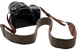 LAEEYIN Sangle pour appareil photo - En pur coton et cuir - Réglable - Pour appareil photo reflex numérique, photographe