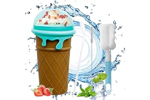 JGYCVBU 500ML Slushie Maker Cup, mit 2-in-1 Stroh und Löffel, Quick Frozen Magic Cup, mit Reinigungsbürste, für Hausgemachte Milchshakes und Eiscreme und Verschiedener Getränke Smoothies (Braun)