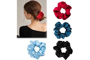 MILAIUN Elastico per Capelli in Vera Seta [4 Pezzi]Scrunchies Seta, Cravatte per capelli in seta per la prevenzione del crespo morbidi elastici per coda di cavallo per capelli per donne e ragazze