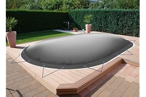‎ANKO PLANEN AirDeluxe Ovale aufblasbare Poolplane Schwimmbad Abdeckung aus LKW-Plane - stabile Winter Poolabdeckung (4,50m x 3,00m, Anthrazit)