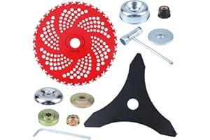 TBRFP 9 Inch 36T Carbide Tipped Brush Cutter Blade & 10 Inch 3T Heavy-Duty Trimmer Blade Combo with Universal Adapter Kit – Compatible with Weed Eater, Lawn Trimmers & Brush Cutters