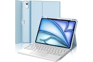 FOGARI Teclado con Touchpad para iPad Air 11 Pulgadas M2 2024/M3 2025, Funda con Español Ñ Teclado para iPad Air 11 M2/M3 2024/2025 Bluetooth Teclado con Trackpad, Azul Claro