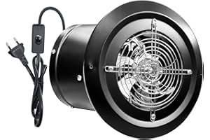 HOSE VARY Ventilatore di ventilazione da 150 mm, flusso d'aria elevato, 480 m³/h, ventola di ventilazione in metallo, valvola di controllo, interruttore a pulsante per garage, tenda di crescita, soffitta (cavo