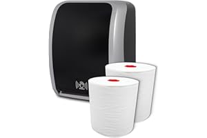 ‎BLANC HYGIENIC Blanc HYGIENIC Set: Handtuchrollenspender Sensor, berührungslos, Blanc Cosmos 2 Handtuchrollen Premium TAD - PRODUKTSET Farbe Silber/Schwarz