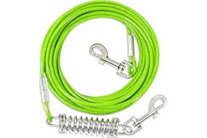 FENGCO Hofleine Für Hunde mit Stoßdämpfender,3-15m Hofleine Tie Out Leinen,Tie Out Cables Für Hunde Hofleine(Grün,9m)