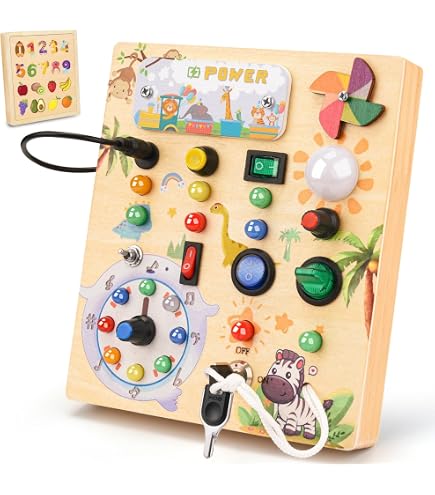 KMTJT Cube D’Activité En Bois Montessori – 7 Jeux Bébé 1-3 Ans – Xylophone, Horloge, Formes – Cadeau Éducatif Noel