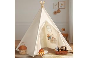 WILWOLFER Willwolfer Tente Enfant Interieur Enfants: Tipi Polycoton Teepee De Jeu Intérieur Et Extérieur Maison De Jeu Filles Garçons Tippi Jouet