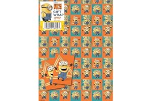 DANILO PROMOTIONS LTD Minions - Papel de regalo, 4 hojas, 4 etiquetas, tamaño de la hoja de villano, 70 x 50 cm, producto oficial con recursos responsables