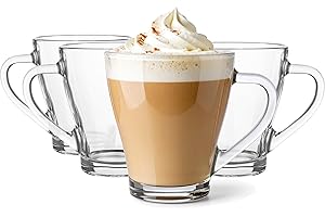 Glasmark KROSNO 1992 Hugo Bicchieri da caffè Set di 4 Bicchieri da caffè freddo per cappuccino Tazze Lavabili in lavastoviglie 4x360 ml