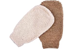 JOCXZI Gant Exfoliant - 2Pcs Gants Double-face Gommage Gants Exfoliants pour Bain Gant Nettoie douce Et Purifie La Peau pour Corps Et Visage Homme Femmes massage Spa