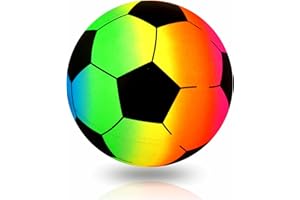 MBRO Rainbow PVC Football Multicolor Design Indoor Outdoor Playground Garden Game Beach Soccer Ball Sports Toy Kids Children Toddlers Christmas Birthday Gift (20cm) Flat With No Pump