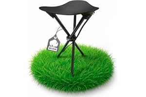BigDean Small Camping Stool Foldable & Ultralight 41 cm High Black - Robust Tripod Stool Portable Folding Stool Camping Stool