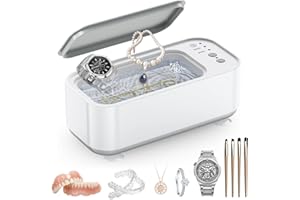 ZARKH Ultrasonic Jewellry Cleaner, 48kHz Ultrasonic Cleaner with 3 Cleaning Modes & 400ML Tank, One-Touch Operation Sonic Jewellery Cleaner for Glasses, Jewellery, Ring, Silver
