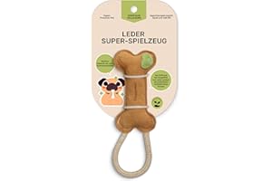 Japan Premium Pet Knochenförmige Beißwurst Hund aus Kalbsleder mit Kokosfasern | Zahnpflege & Zahnfleischmassage für Hunde | Robustes Hundespielzeug mit starkem Lederaroma | Zerrspielzeug für Hund