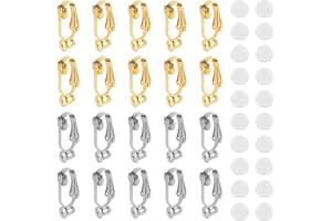 MIKOVIVI 20pcs Clip-on Earring Converters, Gold & Silver Non-Pierced Ear Clips with 20 Pieces Silicone Ear Pads Comfortable Earring Backs for Women