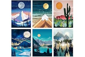 LWZAYS 6 Pack Diamond Painting Kits for Adults,Landscape Mountain Diamond Painting Kit,Diamond Art Gem Art for Home Wall Decor(12x16Inch)