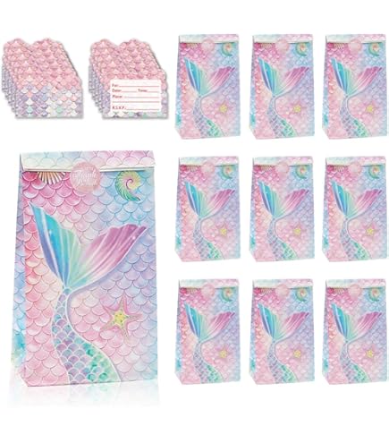 74Pcs Sacs Cadeaux De Sirène, Sac Cadeau En Papier Sirène,Décorations Anniversaire De Ariel, Décorations De Fête Ariel - Beaux-Arts Et Loisirs Créatifs