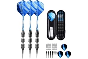 sanfeng Dardos Punta Plastico para Diana Electrónica, Dardos Diana Electrónica de Profesionales 20 Gramos con 30 Puntas y 50 O Ring, Ejes de Aluminio Azul