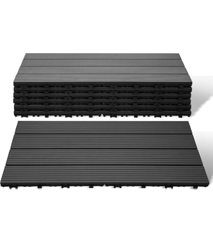 EVERFLOOR WPC(Bambusholz/Kunststoff) Terrassenfliesen Bodenfliese 10er-Set  (ca. 0,9 m2), 30 x 30 cm, Anthrazit, leicht verlegbar, wetterfest :  Amazon.de: Baumarkt