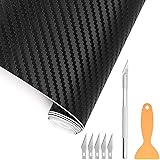 Opaltool 3D Carbon Folie Auto Selbsklebe mit Kunststoffschabern, 3M Carbonfolie Vinyl Selbstklebende Folie für DIY Auto, Moto