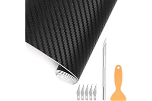 Opaltool Folia winylowa z włókna węglowego 3D rolka ze skrobakami zestaw samoprzylepna matowa folia naklejki winylowe 3 m do samodzielnego wykonania wnętrz na zewnątrz do samochodów samochodowych i motocykli