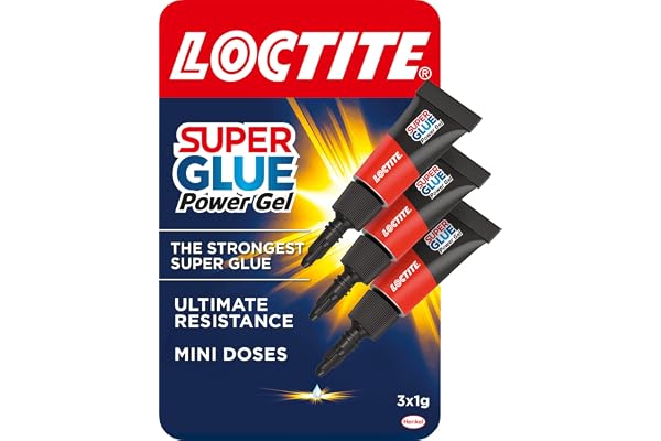 Loctite Mini Trio Power Gel Super Glue for Repairs - All Purpose Adhesive Compatible With China, Rubber, Wood, Metal, Plastic - Clear, Transparent Gel Formula With Anti-Clog Cap - 3 x 1g