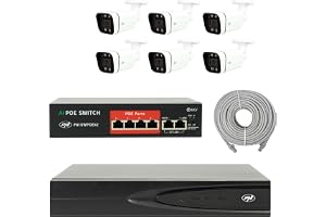 NVR POE Videoövervakningspaket, 6 kameror, switch, kabel