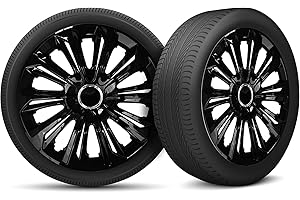 MOTO-MOLTICO Moltico Tapacubos - Set de 4 Universale de Tapacubos - Tapacubos para Todas Ruedas de Acero - Anillo de Seguridad Ajustable - 15 Pulgada - Negro