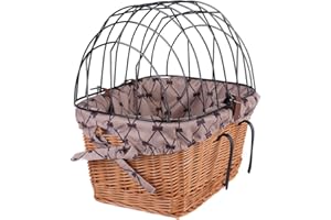 e-wicker24 Alles aus Weide - Cestino per bicicletta con griglia di protezione, cestino per cani o gatti, cestino da trasporto, speciale per bicicletta