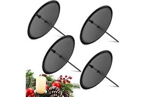 NUENEN 4 Stück Weihnachten Adventskranz Kerzenhalter Metall Schwarz Kranz Kerzenteller Metall Kerzenhalter für DIY Kranz, Advent, Weihnachten Tischdeko (7,5 cm/ 2,95 Zoll Durchmesser)