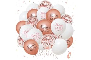 Bealif Hen Party Decoration Balloon Set 30Pcs, Hen Party Balloons, Rose Gold Bride to Be Balloons with Ribbons, Bride to Be Decorations, Hen Do Accessories for Hen Night Wedding Bridal Party
