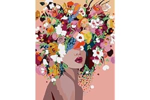 DAERLE Peinture par Numéros pour Adulte Femmes et fleurs, Kits de Peinture au Numéro Fille à fleurs Avec Pinceaux Peinture de Dessin de Pigment Acrylique, Vloisirs Créatifs Adultes 40x50cm