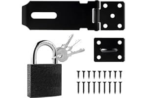 SINOFORT 3inch Shed Lock 90°Gate Lock 180°Door Latch Hasp Shed Door Latch Hasp and Staple with Padlock Door Hasp Lock for Garden Sheds Underground Garages Bedrooms Cabinets（Black 3inch)