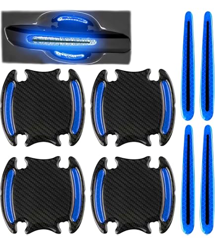 Autocollants Réfléchissants BoYeeBo - Lot De 4 Fibre Carbone - Protection Portière Voiture - Blanc