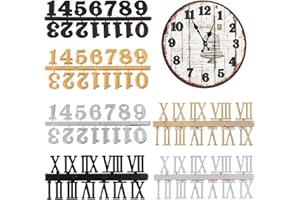 LHYBTM Uhrenziffern Uhrenziffer Kit Arabischer und Römischer ziffern in Schwarz Silber Gold DIY Digital Uhren Nummern für Zum Entwerfen Von Ersatz Reparatur Uhren Zubehör (6 Stücke)