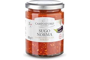 CAMPO D'ORO | Sugo Norma 300 GR. Specialità siciliane per ricette, sugo pronto alla norma con ricotta salata di Sicilia. 100% Made in Italy