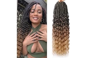 FANWYFYU 6 Pack Deep locs crochet cheveux 24 pouces faux locs crochet cheveux bohème déesse locs crochet tresses pré - roulé crochet boucles (1B-30-27)