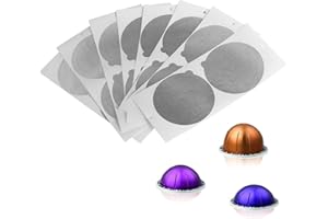 USEAMIE 100 szt. kapsułek do kawy pokrywki wielokrotnego użytku folia aluminiowa naklejki uszczelki pokrywki 62 mm kompatybilne z kapsułkami do kawy Nespresso Vertuoline