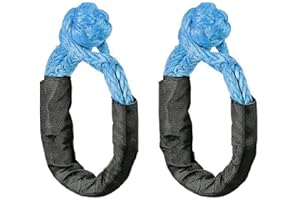 Amusingtao - 2 grilli morbidi in corda sintetica leggeri e regolabili con copertura protettiva, per rimorchio fuoristrada, per traino di un altro veicolo, colore: Blu